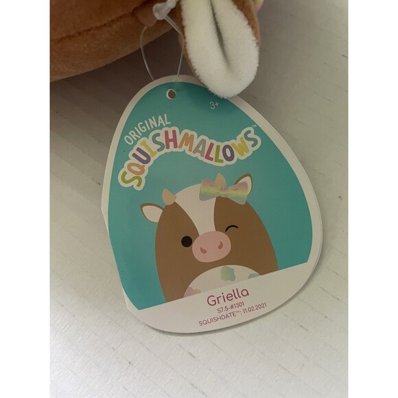 NWT Squishmallows Griella the Brown Cow 7.5" with Bow Soft Plush Kellytoy - Picture 5 of 8